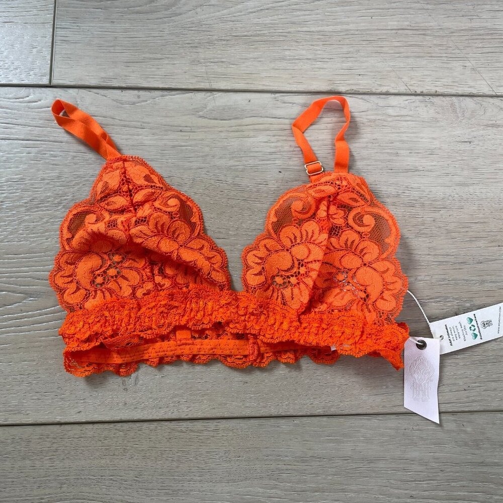 NEW HAH by Free‎ People Womens XS Burnt Orange Lace Chi Bralittle Bra